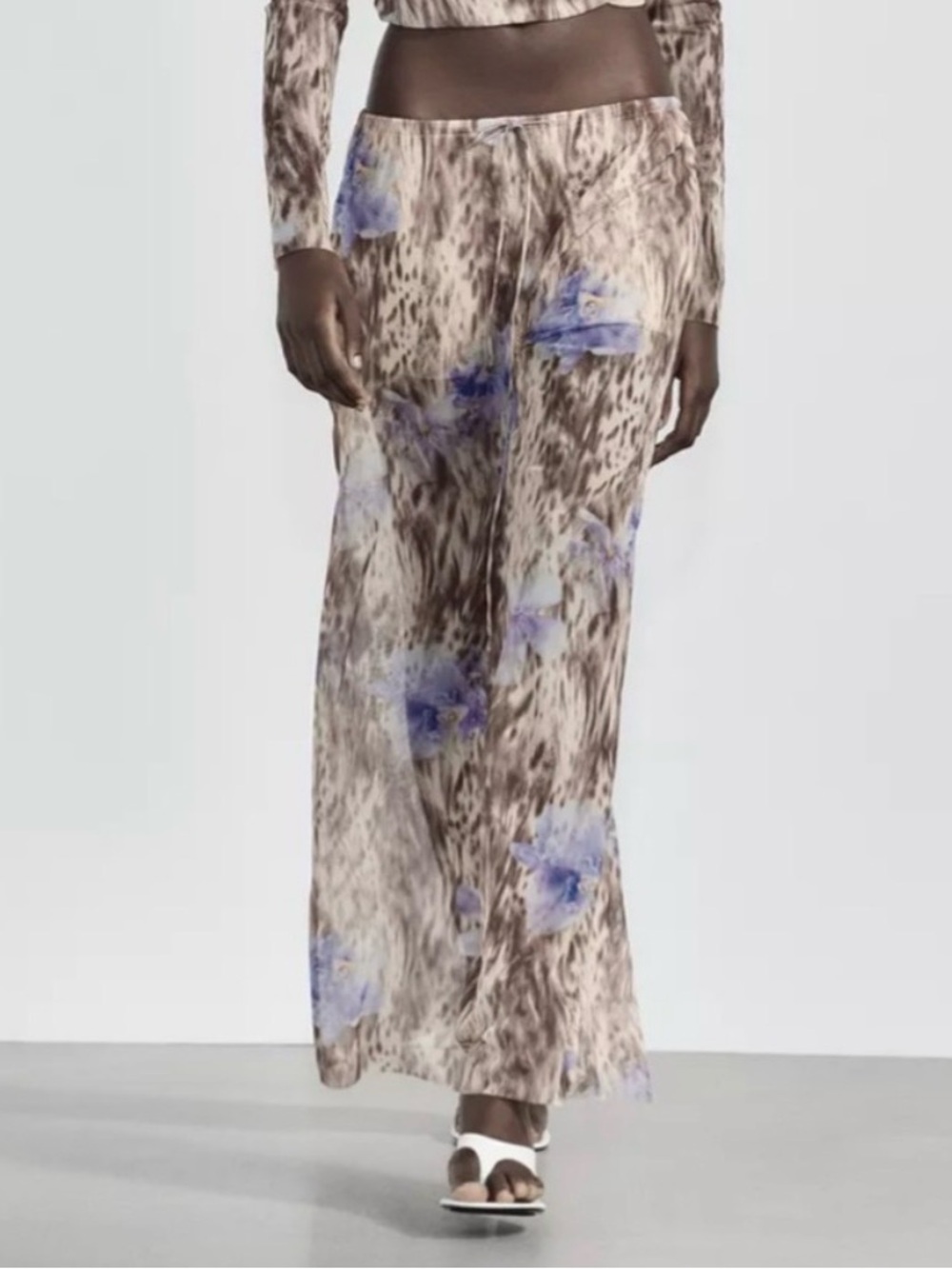 Zara Brown and Lavender Sheer Maxi Skirt
